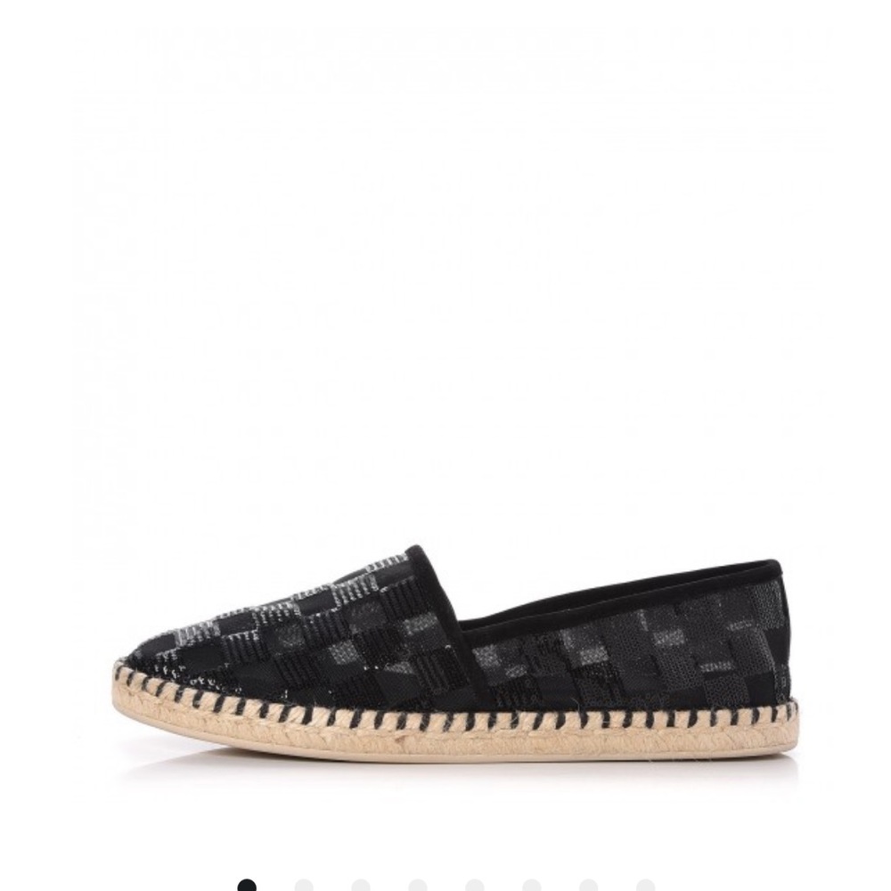 Louis Vuitton Mesh Sequin Sea Breeze Espadrille Flats Black